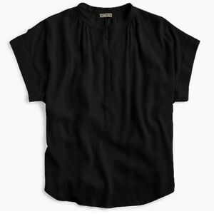 CLEARANCE ✨J. Crew Black Blouse Point Sur Drapey Popover Sz L EUC